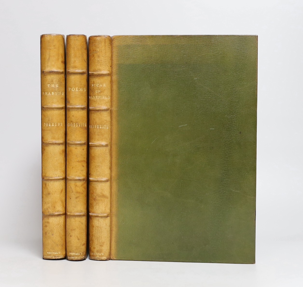 Richard Westall R.A. (illustrator) - Three works - Goldsmith, Oliver - The Vicar of Wakefield and The Traveller, the Deserted Village and Other Poems and Thomson, James - The Seasons, each one of 120, with engraved plate